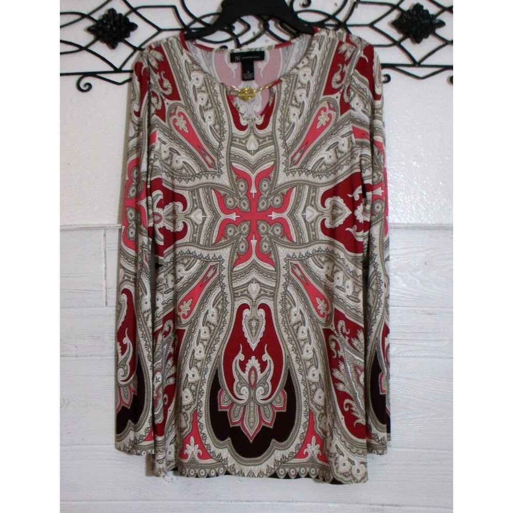 INC International Concepts Women's Knit Tunic Top Size M Long Sleeve Multicolor